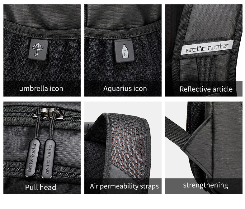 ARCTIC HUNTER  Backpack for Men 30L Office Travel Backpack Casual Laptop Bag with 15.6-inch Laptop Pocket Water-resistant Multi-pockets Large Capacity College Backpack with USB Port B00388 Grey  | Best Price UAE
